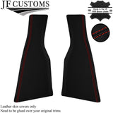 RED STITCH 2X LOWER C PILLAR POST REAL LEATHER COVERS FITS VW AMAROK 10-20