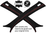 RED STITCH 2X A PILLAR REAL SUEDE COVERS FITS AUDI A6 C7 2011-2017 CUSTOM NEW