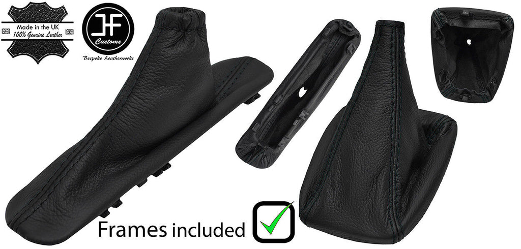 BLACK STITCH LEATHER GAITER SET + PLASTIC FRAME FITS ALFA ROMEO GIULIETTA 10-18