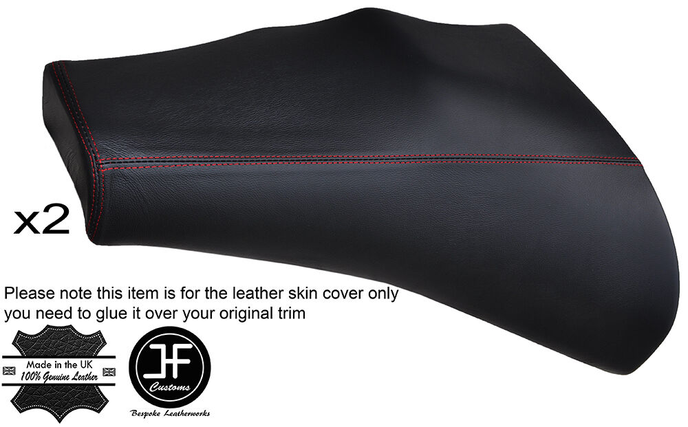 RED STITCHING 2X LOWER C PILLAR LEATHER COVERS FITS RANGE ROVER VOGUE L322