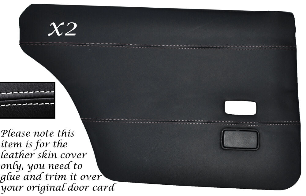 WHITE STITCH 2X REAR DOOR CARDS LEATHER SKIN COVERS FITS FORD CORTINA MK4 MK5