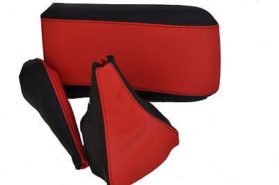 FITS MITSUBISHI FTO GAITERS SET+ARMREST COVER BLACK RED CUSTOM NEW MADE IN UK