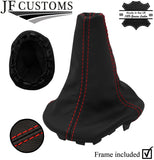 RED STITCH LEATHER MANUAL GEAR GAITER + PLASTIC FRAME FITS FIAT MAREA 96-2002
