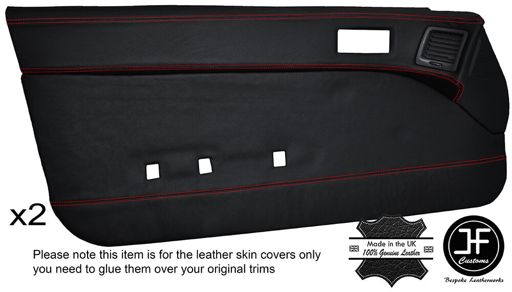 RED STITCH 2X FULL DOOR CARD LEATHER COVER FITS MAZDA RX7 FC 1986-1988