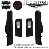 RED STITCH LEATHER 4X LOWER UPPER B PILLAR COVER FOR MERCEDES VITO VIANO 14-21