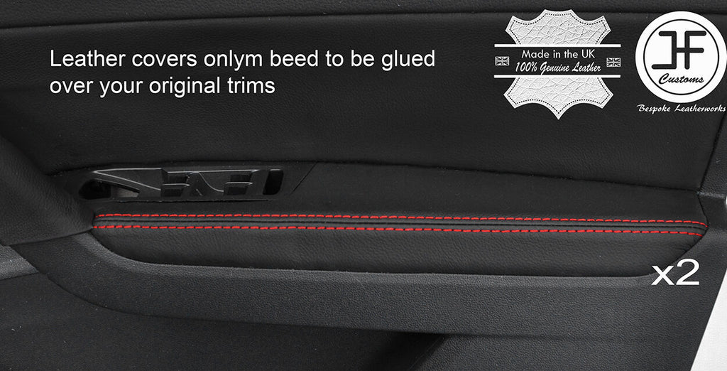 RED STITCH 2X FRONT DOOR ARMREST LEATHER COVERS FITS VW TOURAN 5T 2015-2017