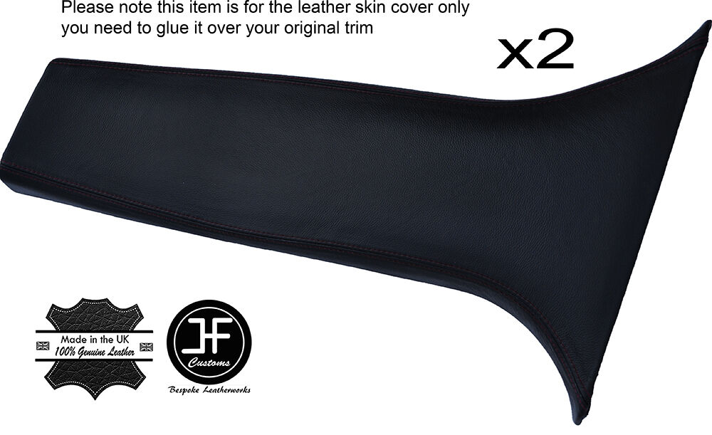 BLACK STITCH 2X LOWER B PILLAR LEATHER COVERS FITS SUBARU IMPREZA WRX STI 08-14
