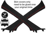 RED STITCHING 2X A PILLAR REAL SUEDE COVERS FITS NISSAN QASHQAI J11 2013-2018