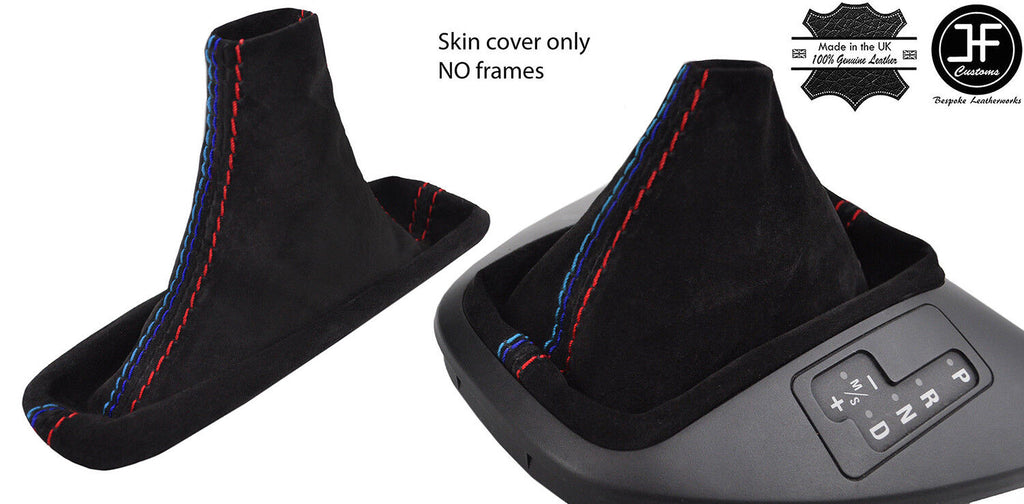 RED & TRI STITCH SUEDE AUTOMATIC GEAR & HANDBRAKE GAITER FOR BMW X5 E53 00-06