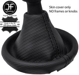 BLACK STITCHING CARBON FIBER VINYL GEAR GAITER FOR VW T5 TRANSPORTER CARAVELLE