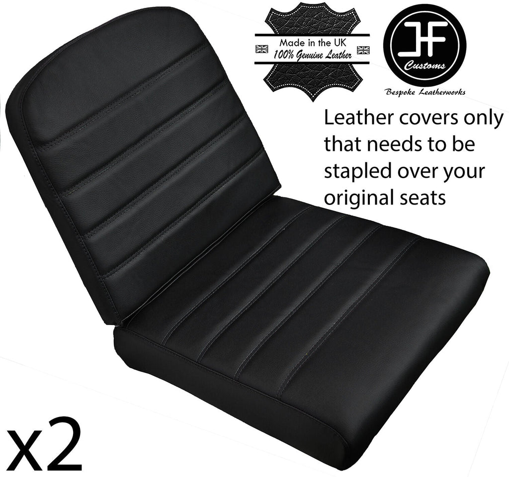 BLACK STITCH 2X REAR SEAT LEATHER COVERS FITS DEFENDER 90 110 83-06 STYLE 3