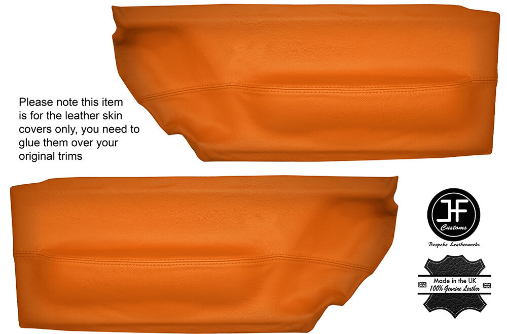 ORANGE LEATHER 2X FRONT DOOR CARD TRIM COVERS FITS VW BEETLE 1998-2010
