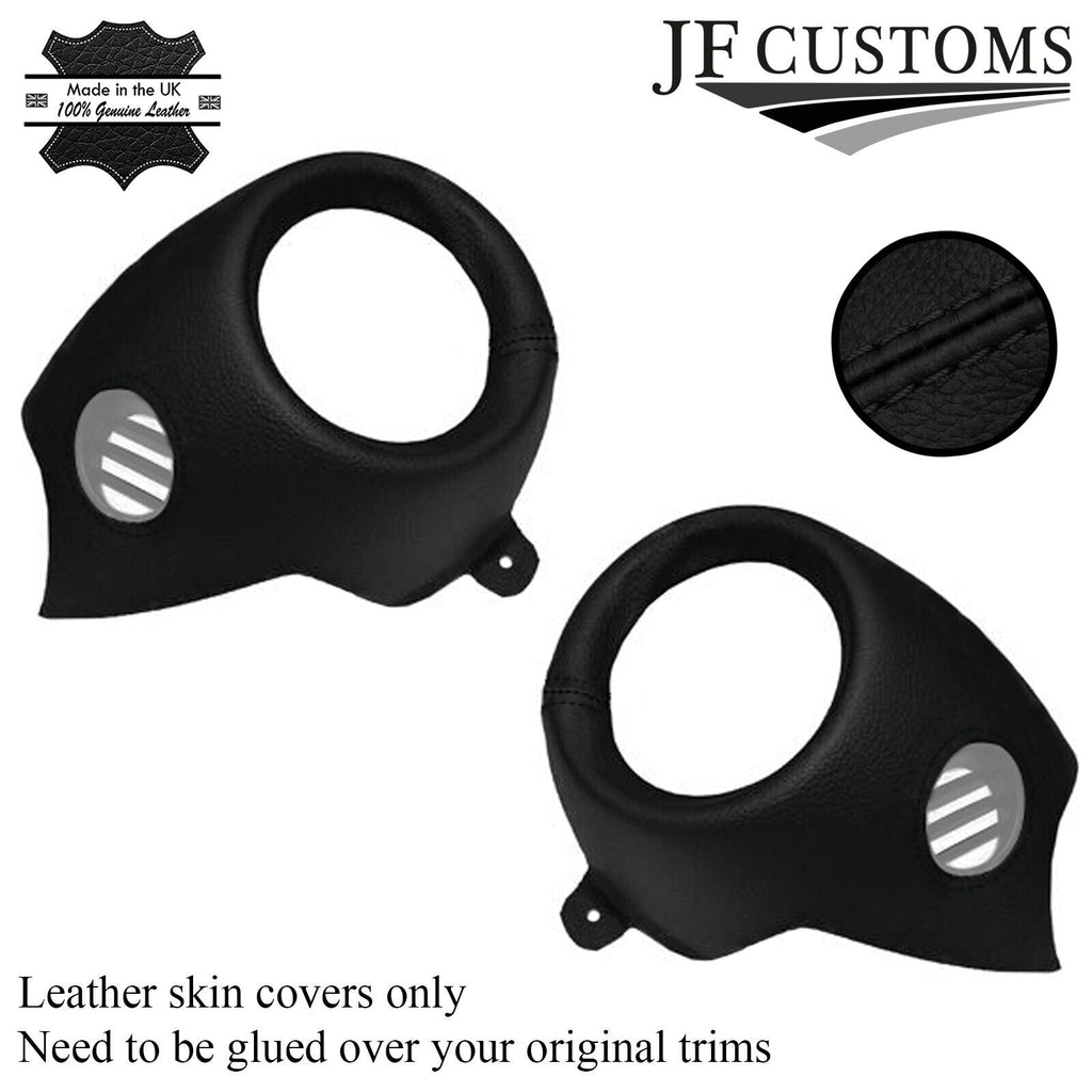 BLACK STITCH 2X AIR VENT LEATHER COVERS FITS BMW MINI COOPER S R56 R57 07-13