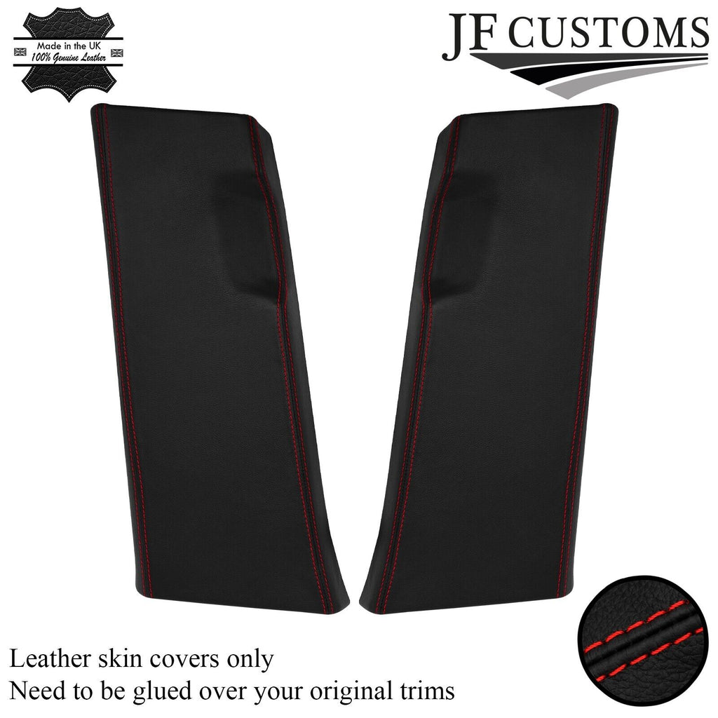 FOR RANGE ROVER SPORT L494 13-21 RED STITCH LEATHER 2X FRONT B-PILLAR COVER