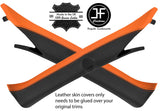 BLACK & ORANGE 2X A POST PILLAR REAL LEATHER COVERS FITS FORD MUSTANG 15-18