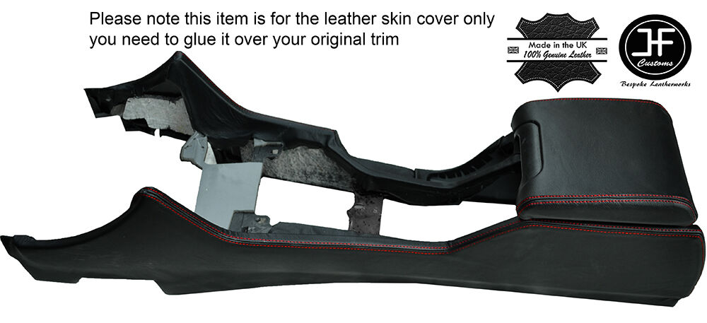 RED STITCHING CENTRE CONSOLE & ARMREST LEATHER COVERS FITS BMW E39 1996-2003