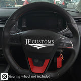 D RED LEATHER FLAT BOTTOM STEERING TRIM + COVER FOR SEAT IBIZA 6F KJ FR 16-21