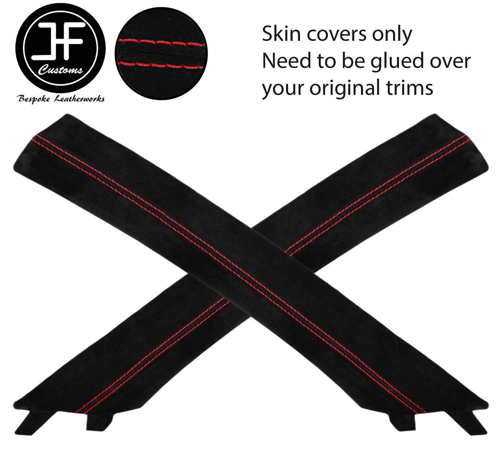RED STITCH 2X A PILLAR TRIM REAL SUEDE COVERS FITS KIA STINGER 2017-2019