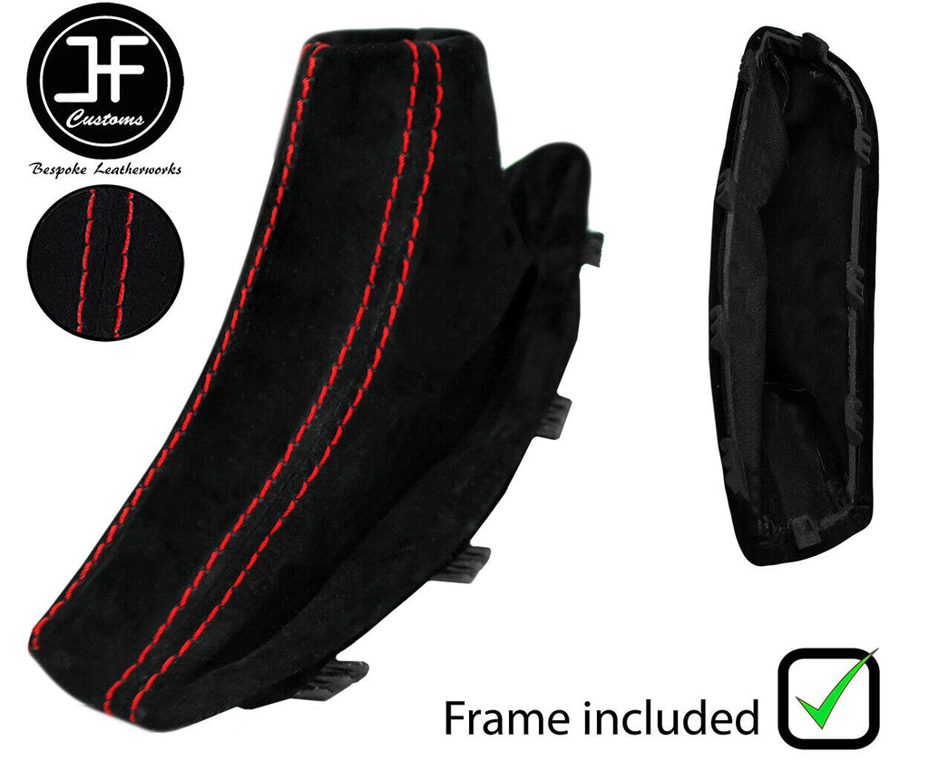 RED STITCH SUEDE HANDBRAKE GAITER + PLASTIC FRAME FOR BMW X3 E83 2003-2010