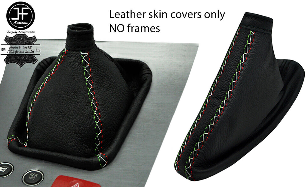 BLACK STITCH ITALIAN CROSS LEATHER GEAR & HANDBRAKE GAITER FOR ALFA ROMEO BRERA