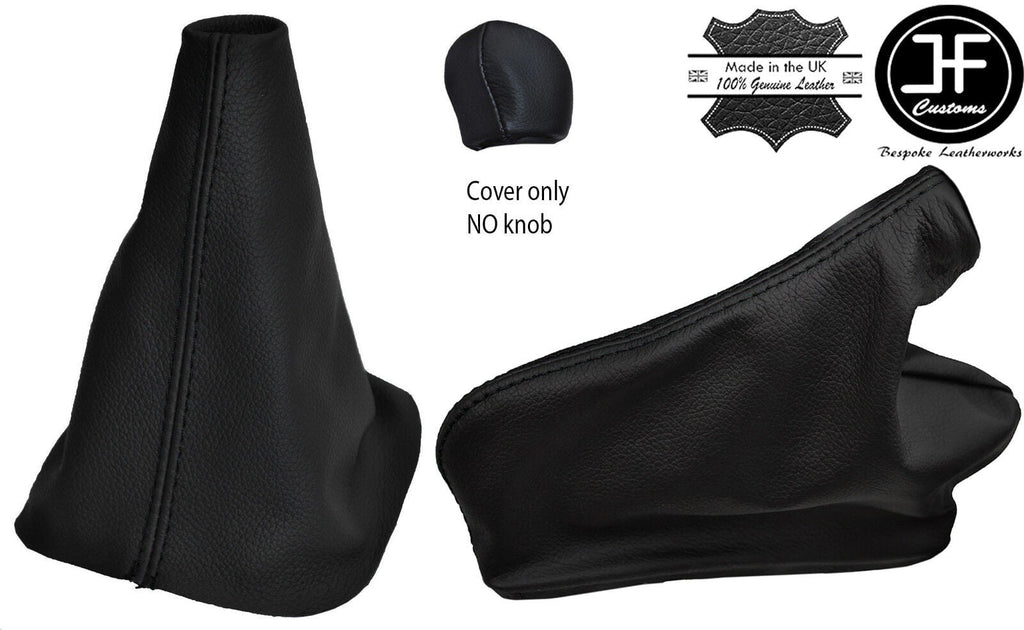 BLACK STITCHING GEAR HANDBRAKE KNOB LEATHER COVERS FOR RENAULT LAGUNA III 07-14