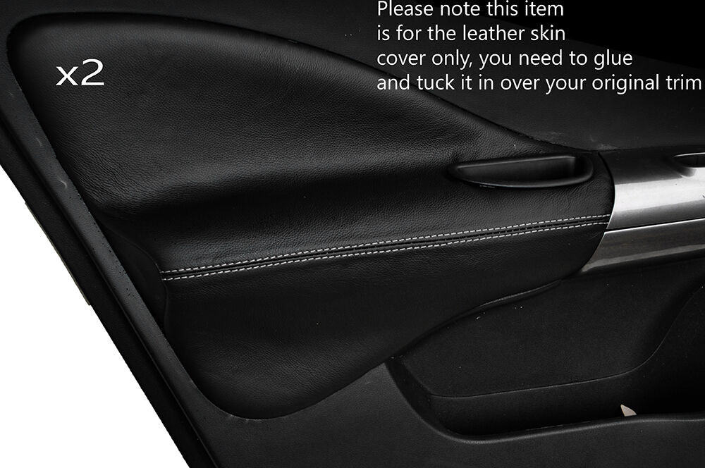 GREY STITCH 2X FRONT DOOR CARD TRIM LEATHER SKIN COVERS FITS NISSAN JUKE 10-15