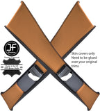 BLACK & BEIGE 2X B PILLAR LEATHER SKIN COVERS FITS MERCEDES W201 190 190E