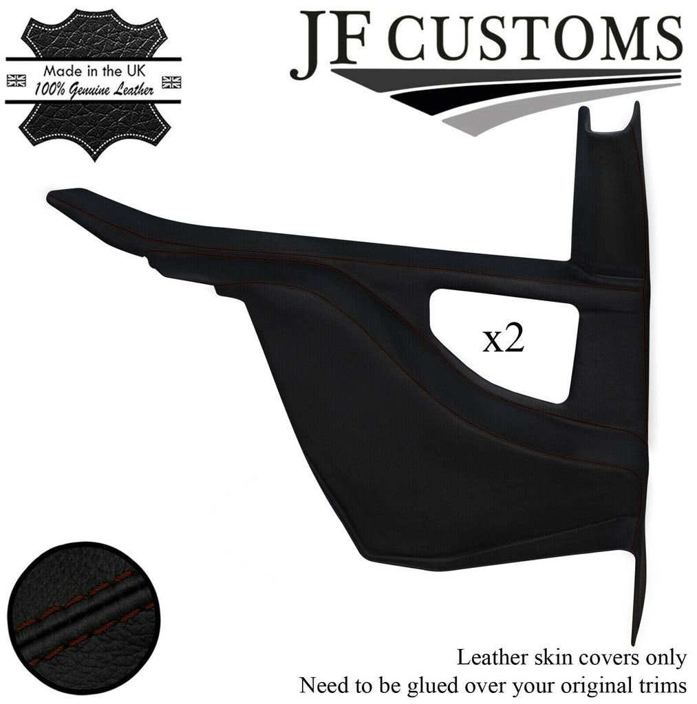 DARK BROWN STITCH LEATHER 2X REAR QUARTER DOOR COVERS FITS LOTUS ELITE ECLAT S1