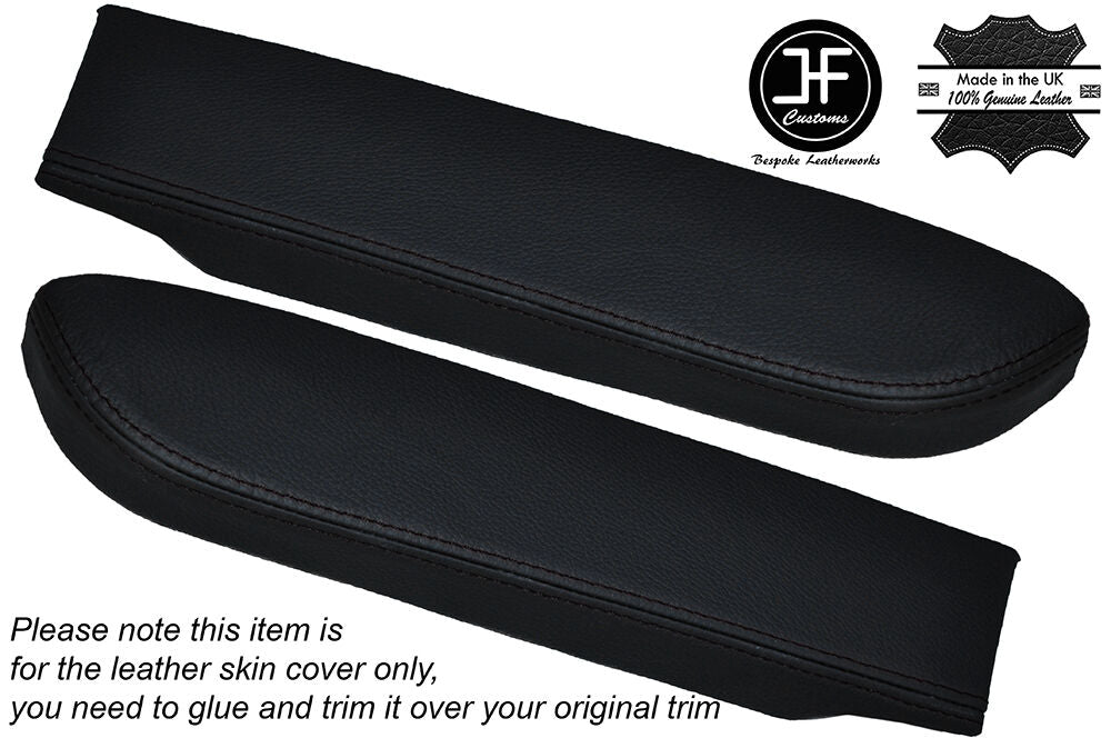 BLACK STITCH 2X FRONT DOOR ARMREST LEATHER COVERS FITS FORD EXPLORER 98-01 2DR
