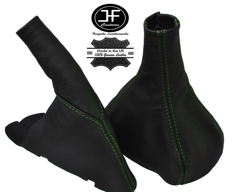 GREEN STITCH LEATHER GEAR & HANDBRAKE GAITER FITS VAUXHALL OPEL CORSA B 93-00