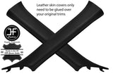 BLACK & BLACK LEATHER 2X A POST PILLAR COVERS FOR TOYOTA GT86 SUBARU BRZ 12-19