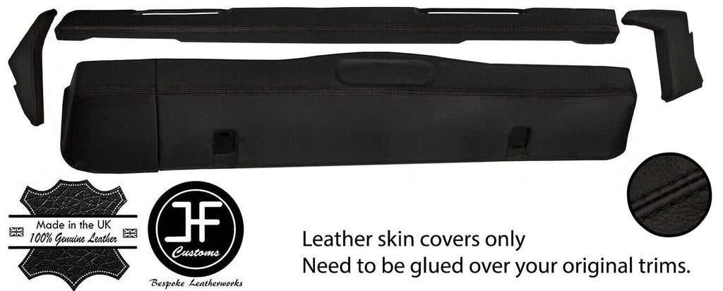 BLACK STITCH DASHBOARD 5 PIECE LEATHER COVERS KIT FOR LAND ROVER SERIES 2 2A 3
