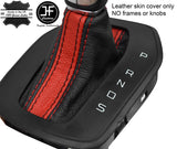 BLACK & RED STRIPE LEATHER AUTO AUTOMATIC GEAR GAITER FOR FORD B MAX 12-18
