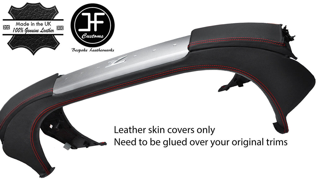 RED STITCH REAR STRUT BAR TOWER LEATHER COVERS FITS NISSAN 350Z 02-09 COUPE