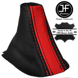 BLACK & RED REAL LEATHER MANUAL GEAR GAITER FITS FORD MUSTANG 2015-2017