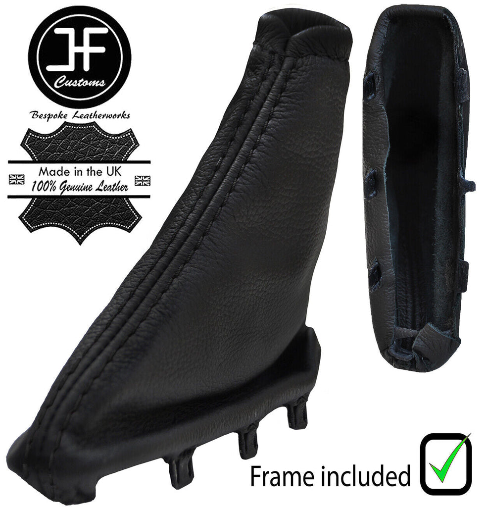 BLACK STITCH LEATHER HANDBRAKE GAITER+PLASTIC FRAME FOR VOLVO S40 V50 MK2 04-07
