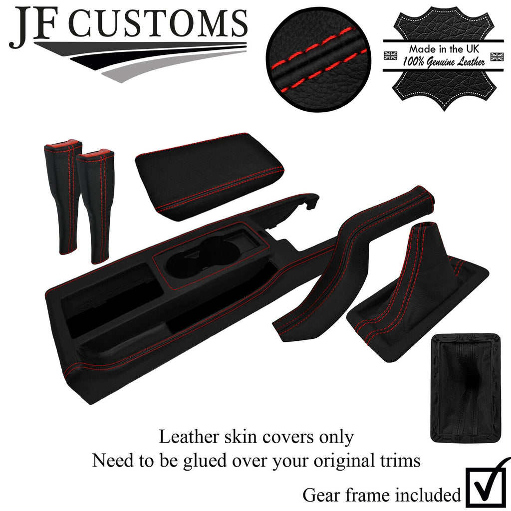 RED STITCH LEATHER COVERS FOR FORD MUSTANG 05-09 CENTRE INTERIOR RECOVERY KIT