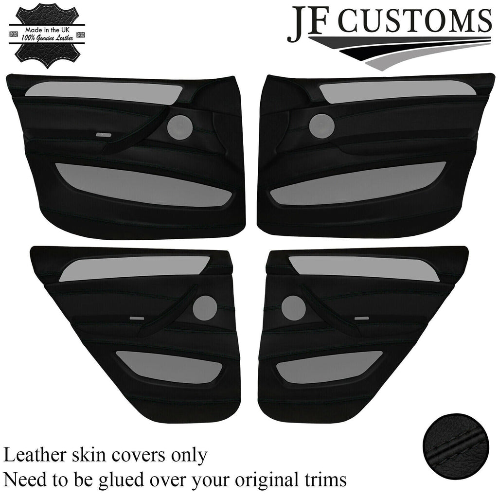 BLACK STITCH LEATHER 4X FRONT REAR DOOR CARD COVERS FOR BMW X6 E71 E72 07-14
