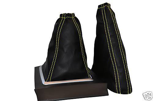 FITS FORD FOCUS MK3 GEAR+HANDBRAKE GAITER LEATHER YELLOW ST CUSTOM NEW