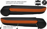 BLACK & ORANGE 2X REAL LEATHER ARMREST COVERS FITS VW T5 TRANSPORTER CARAVELLE