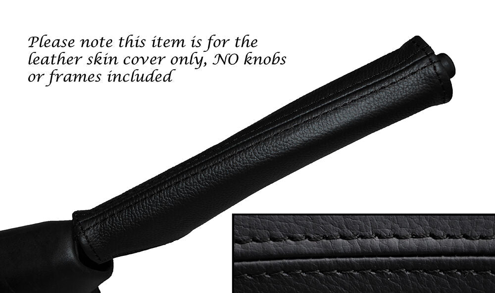 BLACK STITCH HANDBRAKE HANDLE LEATHER COVER FITS AIXAM 500 1997-2005 CUSTOM NEW