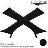 BLACK STITCH 2X A POST PILLAR REAL SUEDE COVERS FITS PORSCHE MACAN 2014-2018