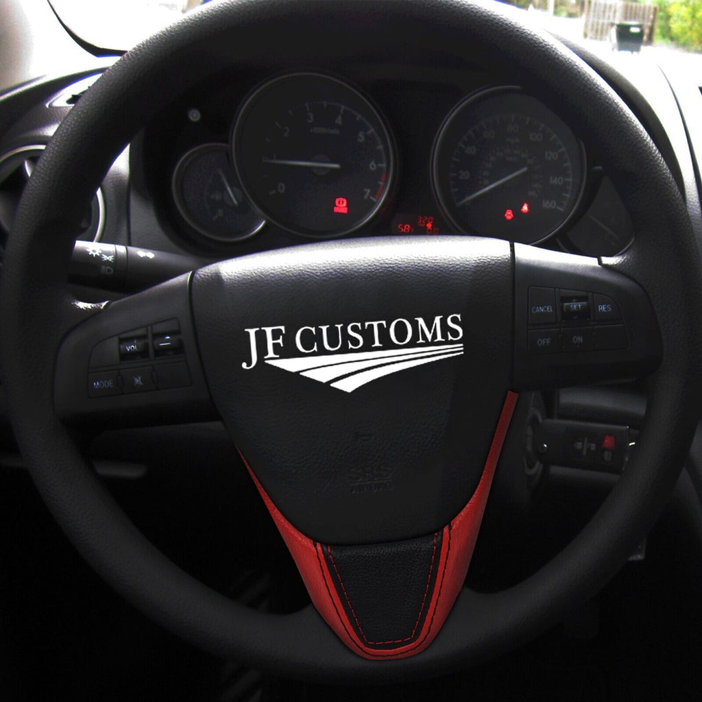 FOR MAZDA 6 MK2 08-12 RED & BLACK LEATHER COVERED STEERING WHEEL TRIM + FRAME