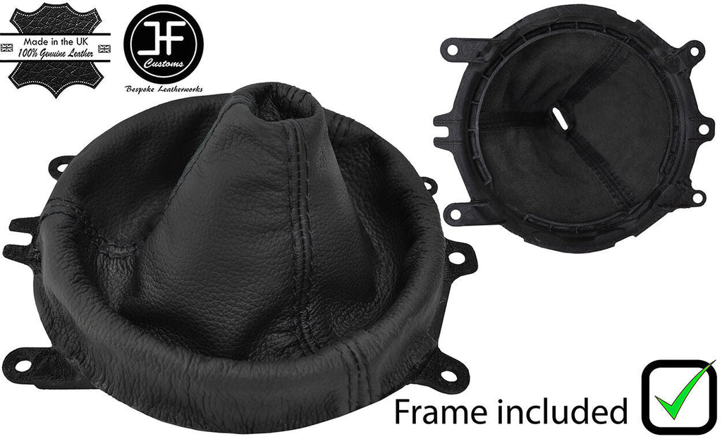 BLACK STITCH REAL LEATHER GEAR GAITER + PLASTIC FRAME FOR MAZDA RX8 2003-2012