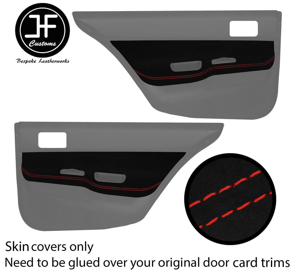 RED STITCH 2X REAR DOOR TRIM LUXE SUEDE COVERS FOR MITSUBISHI EVO 7 8 9 JF1