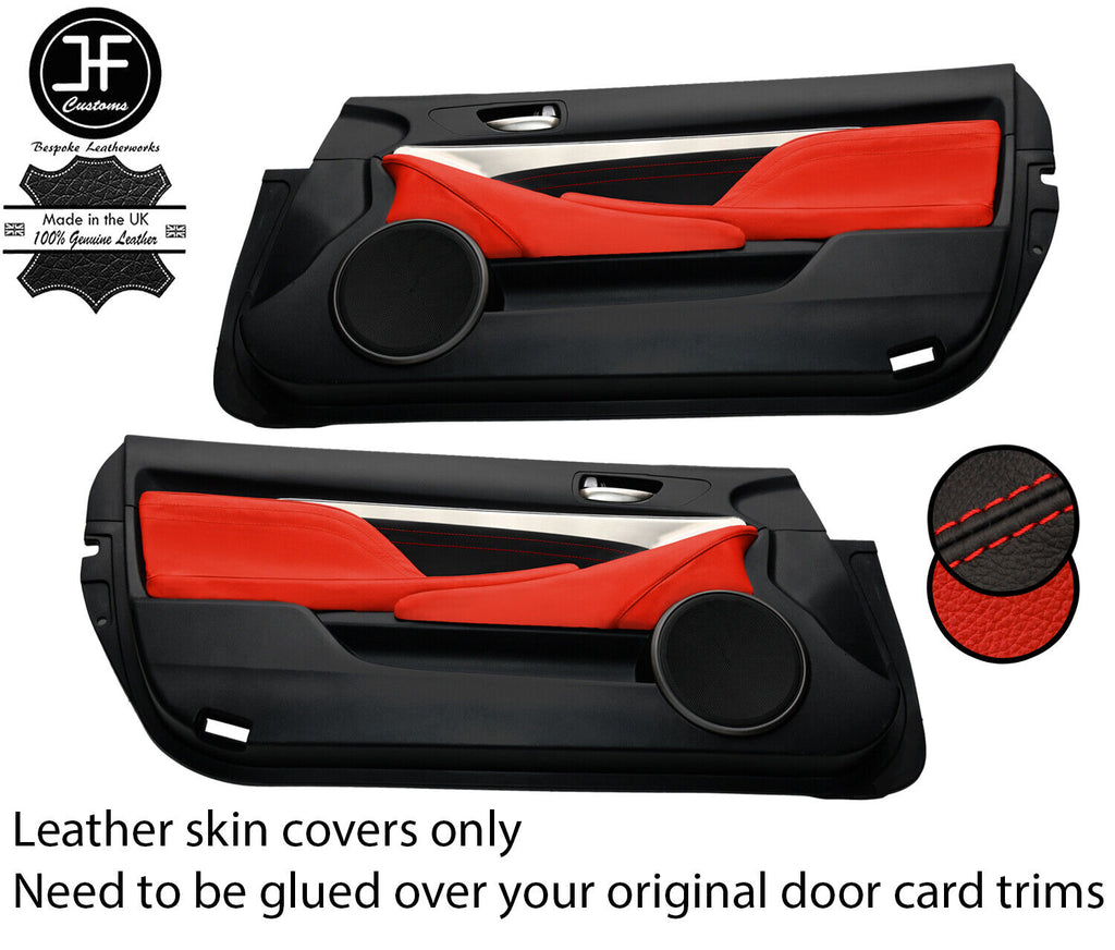 RED BLACK 2X DOOR CARD TRIM LEATHER COVERS FOR LEXUS RC 200 300 350 14-20
