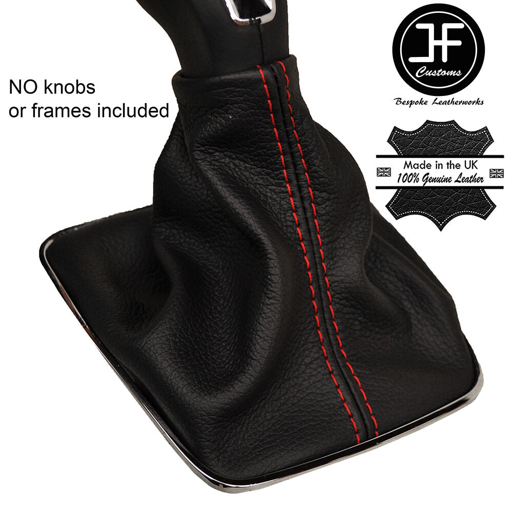 RED STITCHING MANUAL LEATHER GEAR GAITER FITS SEAT IBIZA FR 2013-2016 CUSTOM NEW