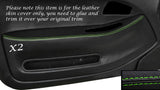 GREEN STITCH 2X FRONT DOOR CARD TRIM SKIN COVERS FITS HONDA CIVIC COUPE 92-95