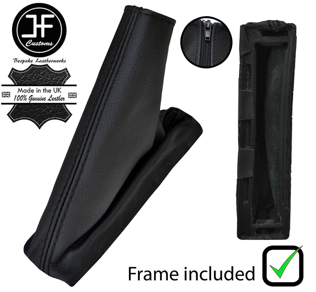 BLACK STITCH REAL LEATHER HANDBRAKE+ PLASTIC FRAME FOR DODGE NITRO 2007-2012