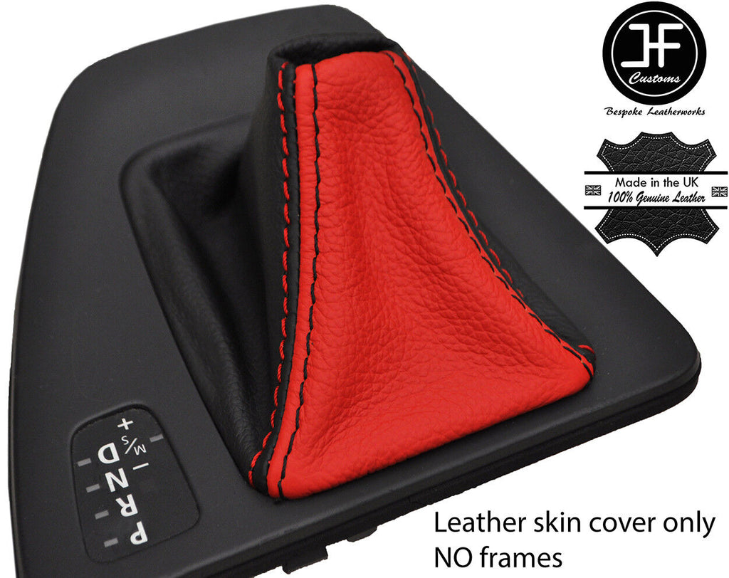 BLACK & RED TOP GRAIN LEATHER AUTOMATIC GEAR GAITER FOR BMW 3 E90 E91 E92 E93